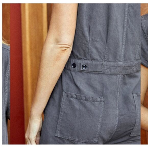 OUTERKNOWN Dark Gray S.E.A Jumpsuit M New Utility Inspired Organic Cotton Linen - Picture 12 of 13